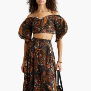 Mara Hoffman Juana Top in Black and Brown Abstract Floral Calaia Print